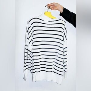 Marni Disrupted Breton Cotton Sweater Lily White